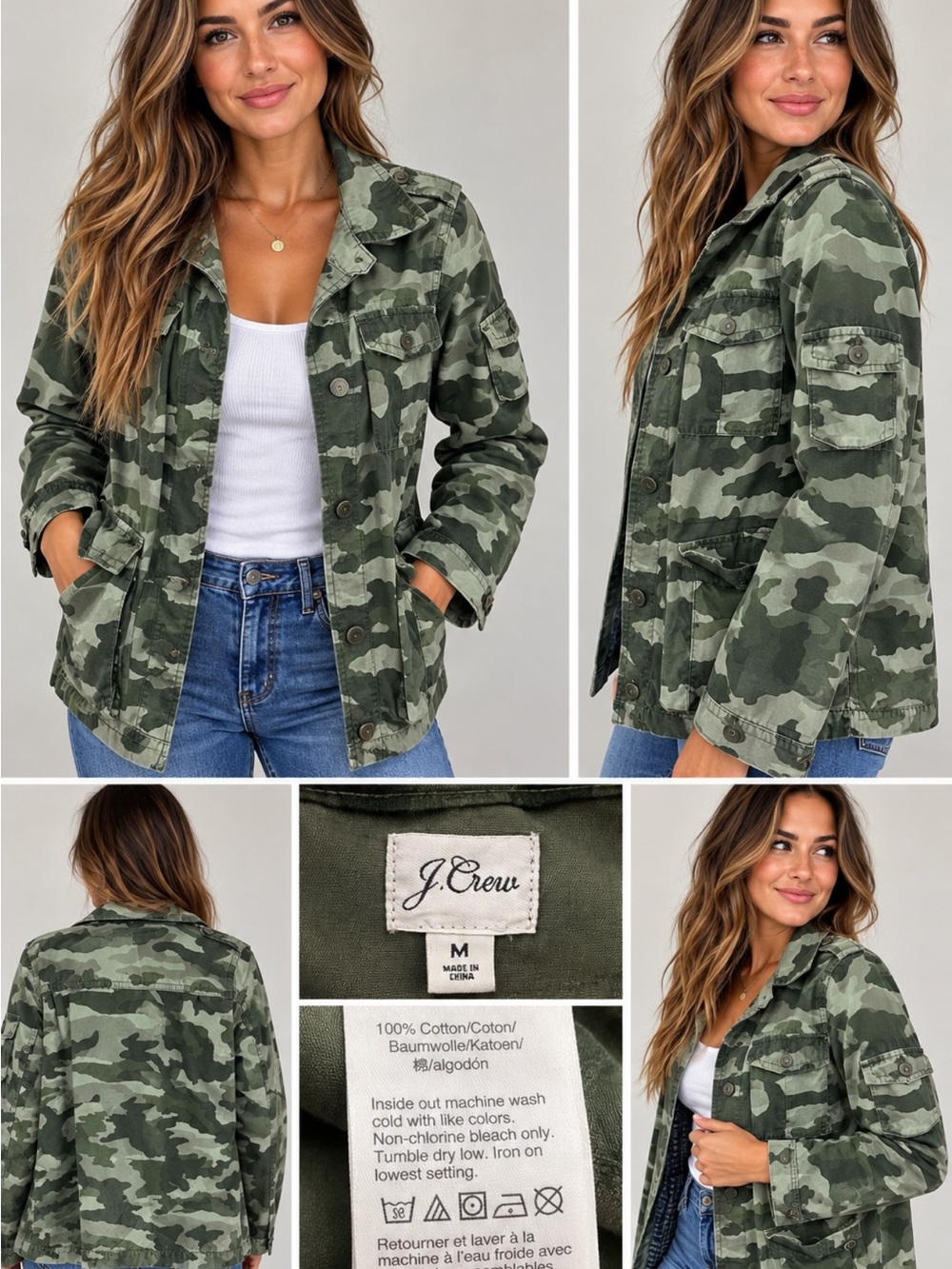 J. Crew Olive & Forest Camo Utility Jacket